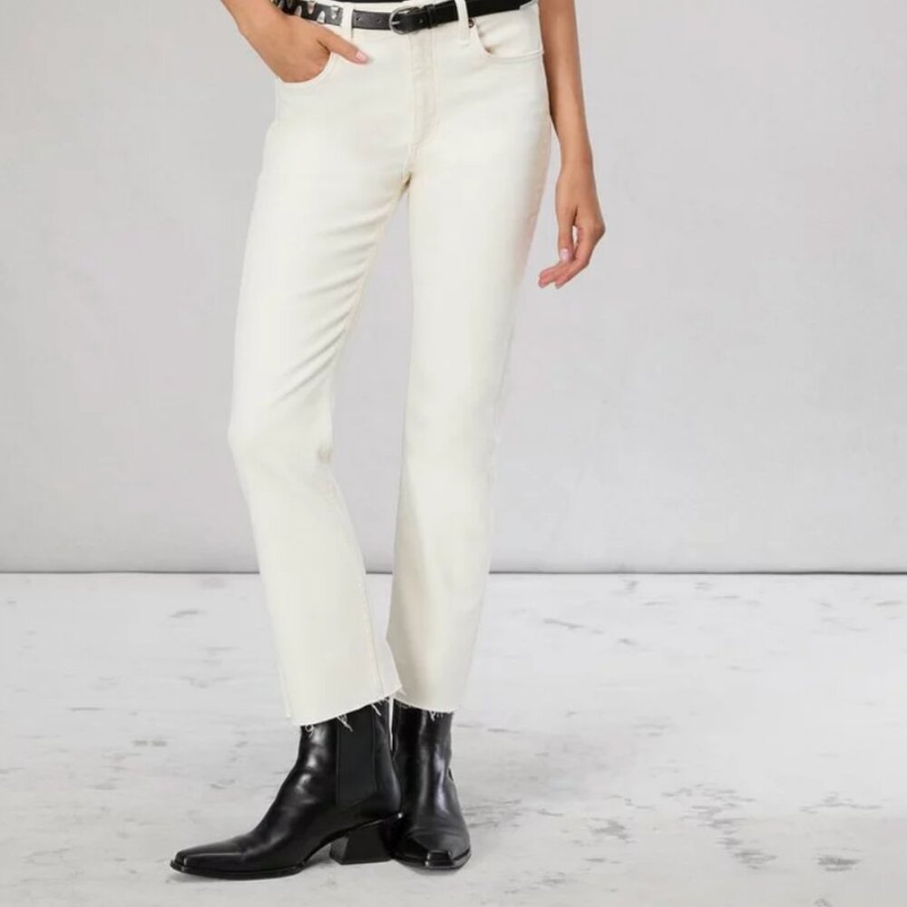 Rag and Bone Peyton Mid Rise cropped ecru white cream Jeans Size 27